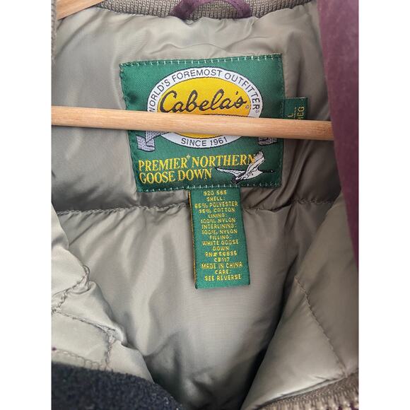 Cabelas Premiere Northern Goose Down Fill Vest Mens Large Burgundy Hunt Camp - Picture 3 of 4